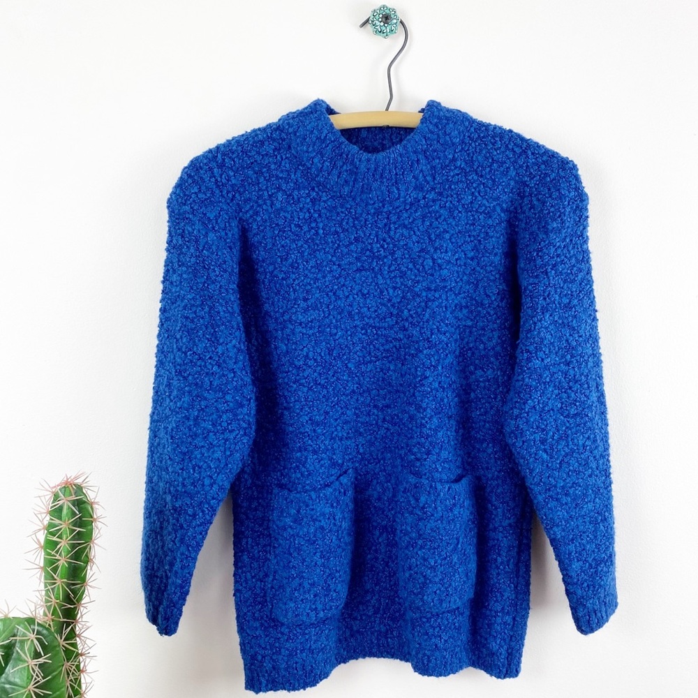 ❌SOLD❌VTG 80s Mock Neck Faux Curly Wool Sweater